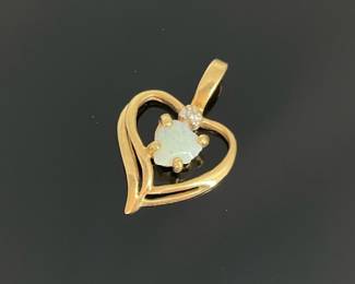 Gold & Opal Heart Pendant