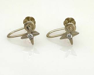White Gold and Diamond North Star Earrings