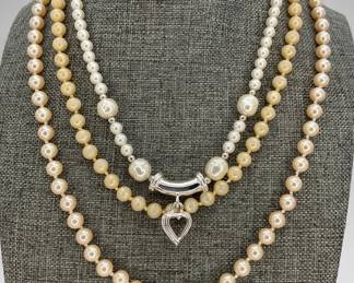 Trifari, Napier and Monet Faux Pearl Necklaces