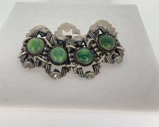Mexican Silver Green Calcite Bracelet