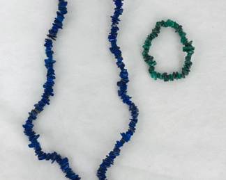 Lapis Lazuli Necklace and Malachite Bracelet