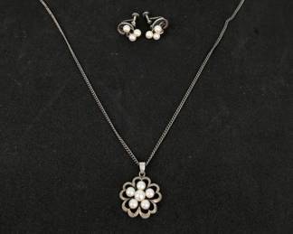 Vintage Mikimoto Pearl Necklace & Earrings
