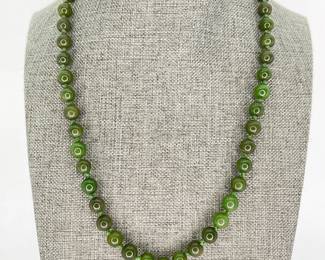 Jade Beaded Necklace with Gold Clasp