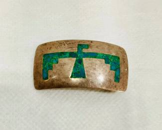 Silver Inlaid Turquoise Belt Buckle