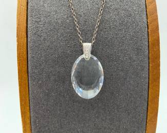 Silver Necklace with Crystal Pendant