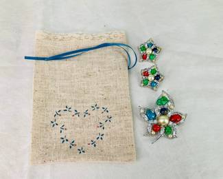 Vintage Sarah Coventry Brooch and Earrings