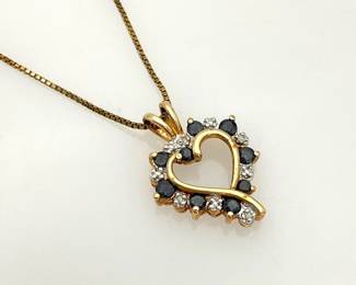 Sapphire and Diamond Heart Necklace