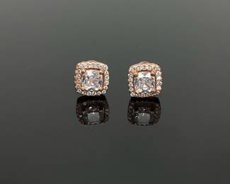 Rose Gold Colored CZ Earrings