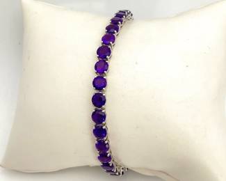 Amthyst Silver Tennis Bracelet