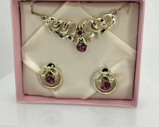 Vintage Rhinestone Necklace and Earring Set