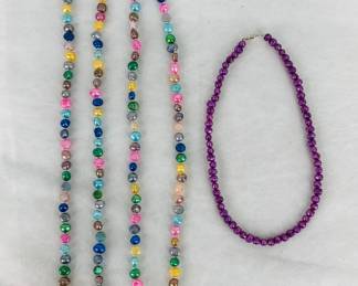 Multi Colored Cultured Freshwater Pearl Necklace and Purple Lava Rock Necklace