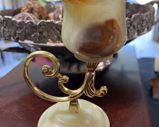 Green onyx candleholder 