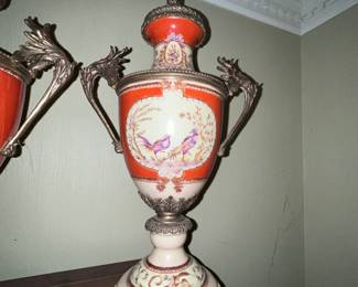 Porcelain Asian hand painted urns