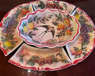  I rage pottery serving tray with separate pieces 