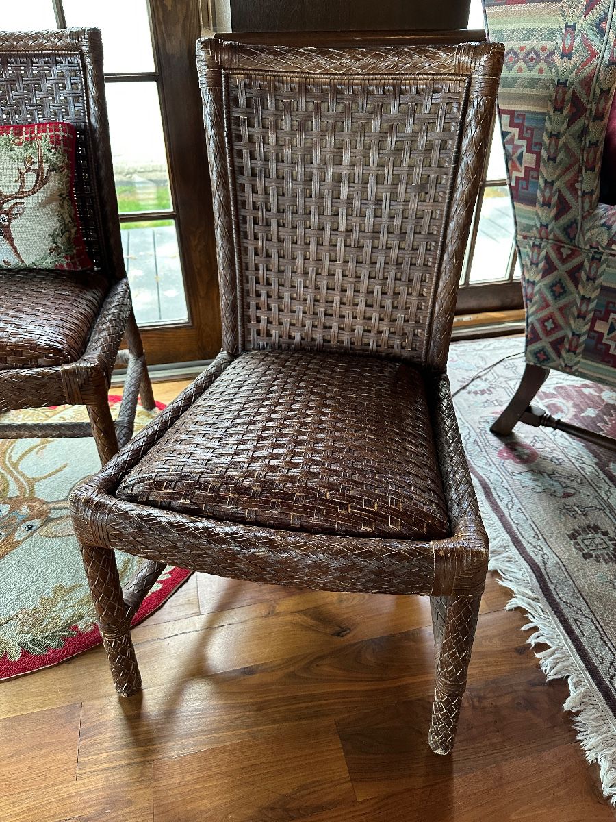 (2) Oggetti woven leather side chairs 21"W x 20"D x 36"H - $250 each