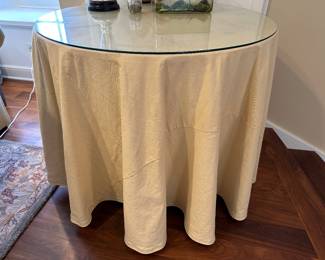 36" diameter side table with glass top and cloth - $40