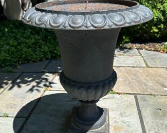 (2) metal planters 19" diameter x 24"H