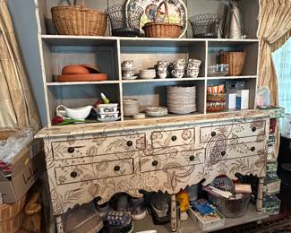 Painted cupboard/breakfront 76"W x 20"D x 94"H - $500