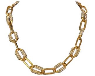 Vintage chunky gold-tone paperclip link necklace