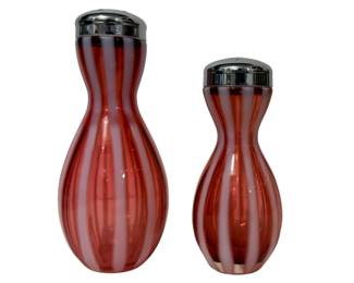 Vintage Fenton Glass Cranberry Shaker Set
