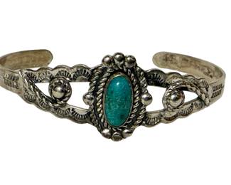Fred Harvey Era Sterling Silver Turquoise Cuff