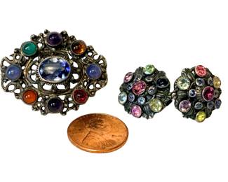 Vintage Multi-gemstone Openwork Jewelry Set