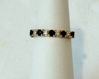 14K Gemstone, diamond alternating anniversary band