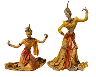  Thai/Balinese theater dancer paper-mâché statues
