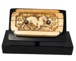 Antique Chinese carved bone belt plaque