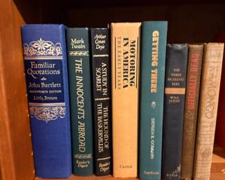 Mixed lot books that features a mix of classic literature anthologies, specialized mid-century reference guides, Western fiction, and travel monographs.