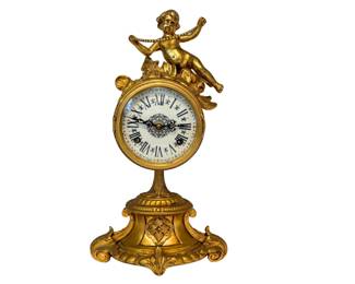 French Louis XV style gilt brass mantel clock