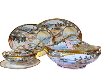  Japanese Kutani Geisha Girl soup tureen platters