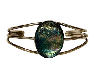  Sterling silver split-shank cuff bracelet abalone