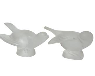 Lalique France Crystal Sparrow Moineau figurines
