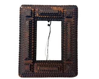  Antique Tramp Art hand-carved wooden picture frame
