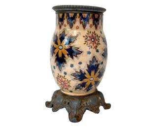 Antique French Émaux Faience Style Tulip Vase