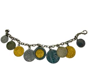 Vintage Italian Lire numismatic charm bracelet