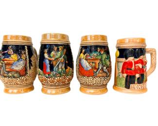 Three Vintage German Relief Mugs/Souvenir Mug
