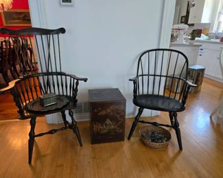 Windsor chairs and oriental table