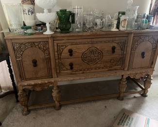 Hand carved wooden credenza