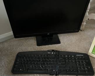 computer monitor and keyboard