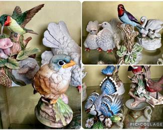 Collection of vintage porcelain bird figurines