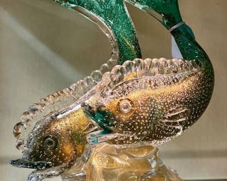 Murano Barbini Double Fish Art Glass Figurine