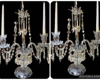 Pair of cut crystal luster candelabra