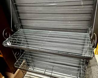 3 tier metal bakers rack with glass shelves