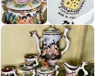 Vintage 17pc Italian Capodimonte Espresso/Demitasse Set
