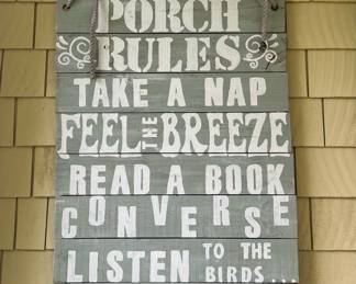 Porch Rules Wood Sign: Hand Painted Large Sign