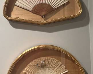 Hand-Painted Fans Framed in Shadow Boxes, sold individually