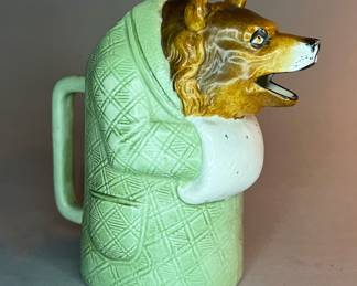 Antique German Porcelain Schafer Vater Figural Bear in Robe Creamer