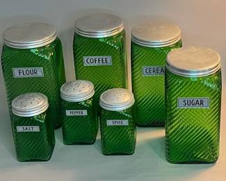 Vintage Hoosier Pantry Glass Jar Set